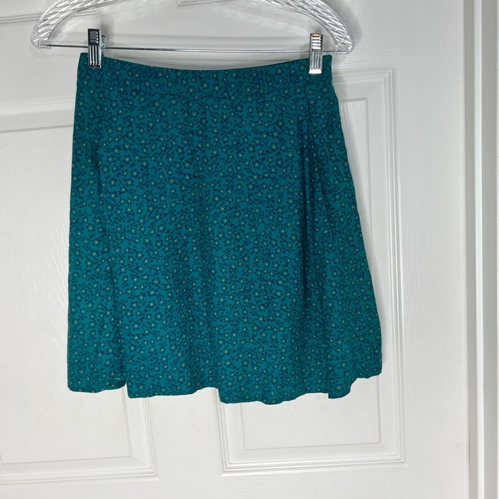 Talula Blue Teal Floral Print Mini A-line Skirt Sz 4